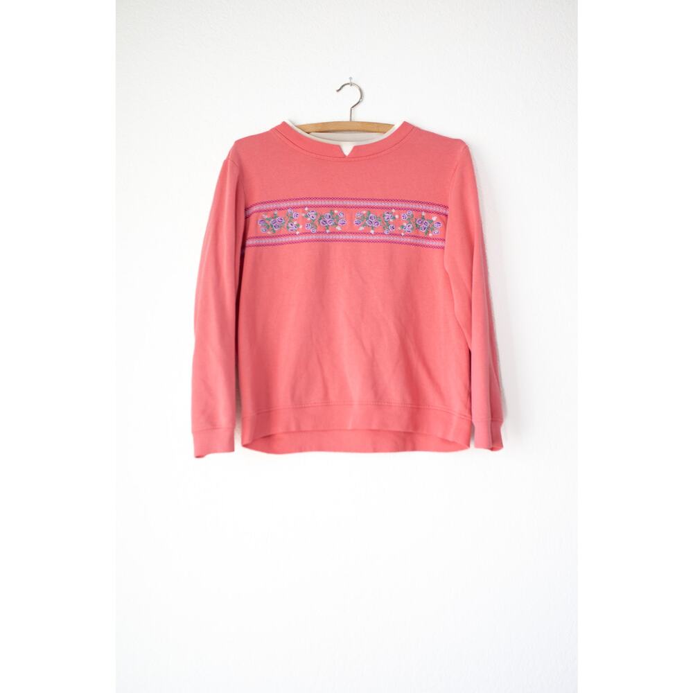 Vintage Adrian Delafield Embroidered Sweatshirt Small 90s Floral